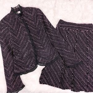 Vintage Vanity Fair Tweed Skirt Suit Pink And Black